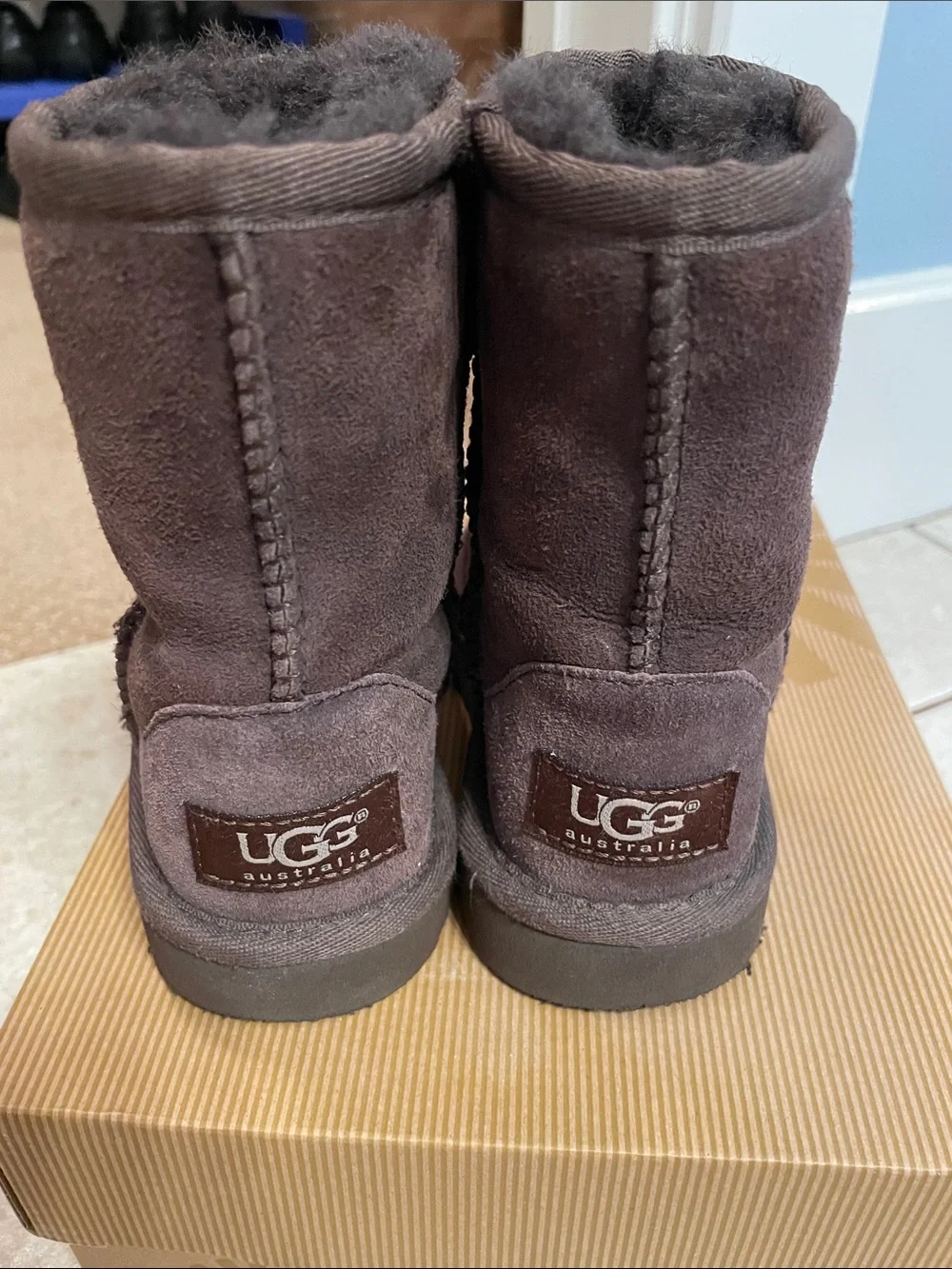 Toddler Ugg Brown Suede Winter Boots with Plush Lining